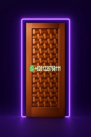 Pintu Sliding Single Door Bahan Kayu Jati Motif 3D Panel